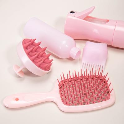 4 pezzi/set pettine per massaggio del cuoio capelluto in silicone rosa spazzola per capelli districante per parrucchiere applicatore per tinture per capelli flacone strumenti per lo styling del salone