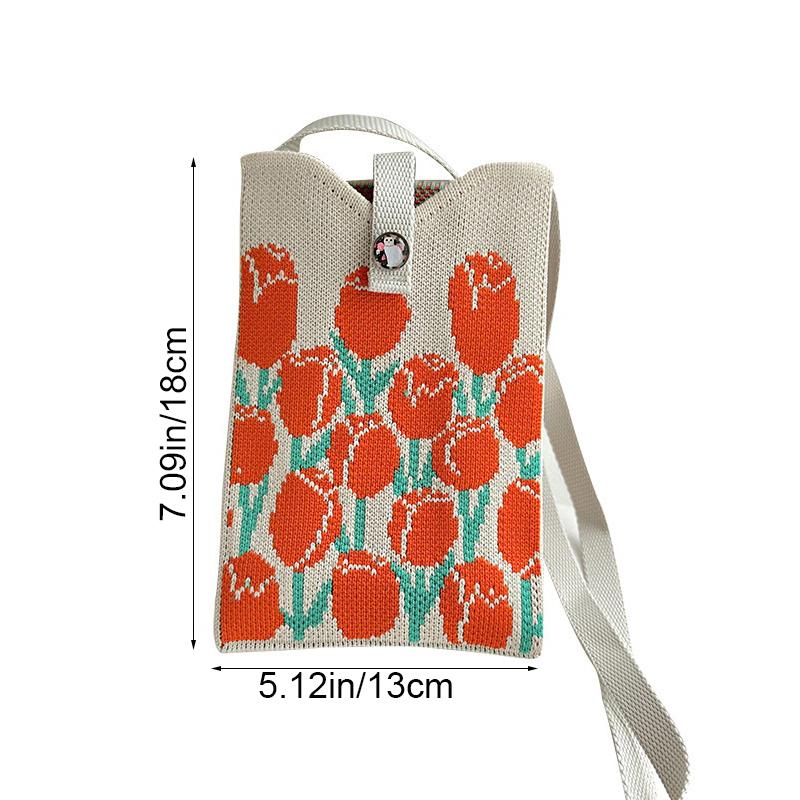 Mini Handy-Tasche Gestrickte Schulter-Umhängetaschen Tragbare Kleine Gewebte Geldbörse Vielseitige Handtasche für Frauen