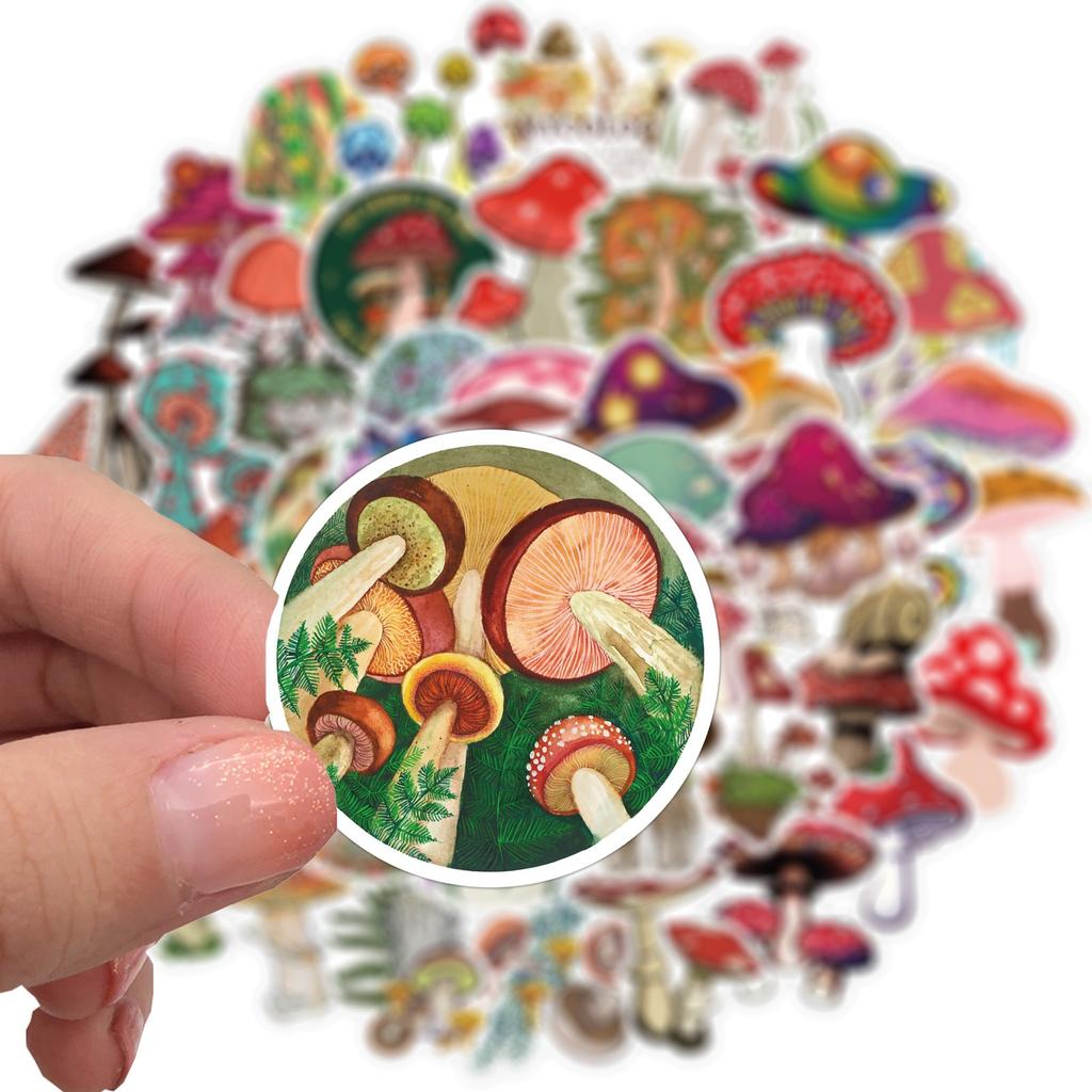 10/50Pcs Cute Cartoon Mushroom Graffiti Stickers DIY Decorative Trunk Motorcycle Trolley Case Waterproof Removable Stickers