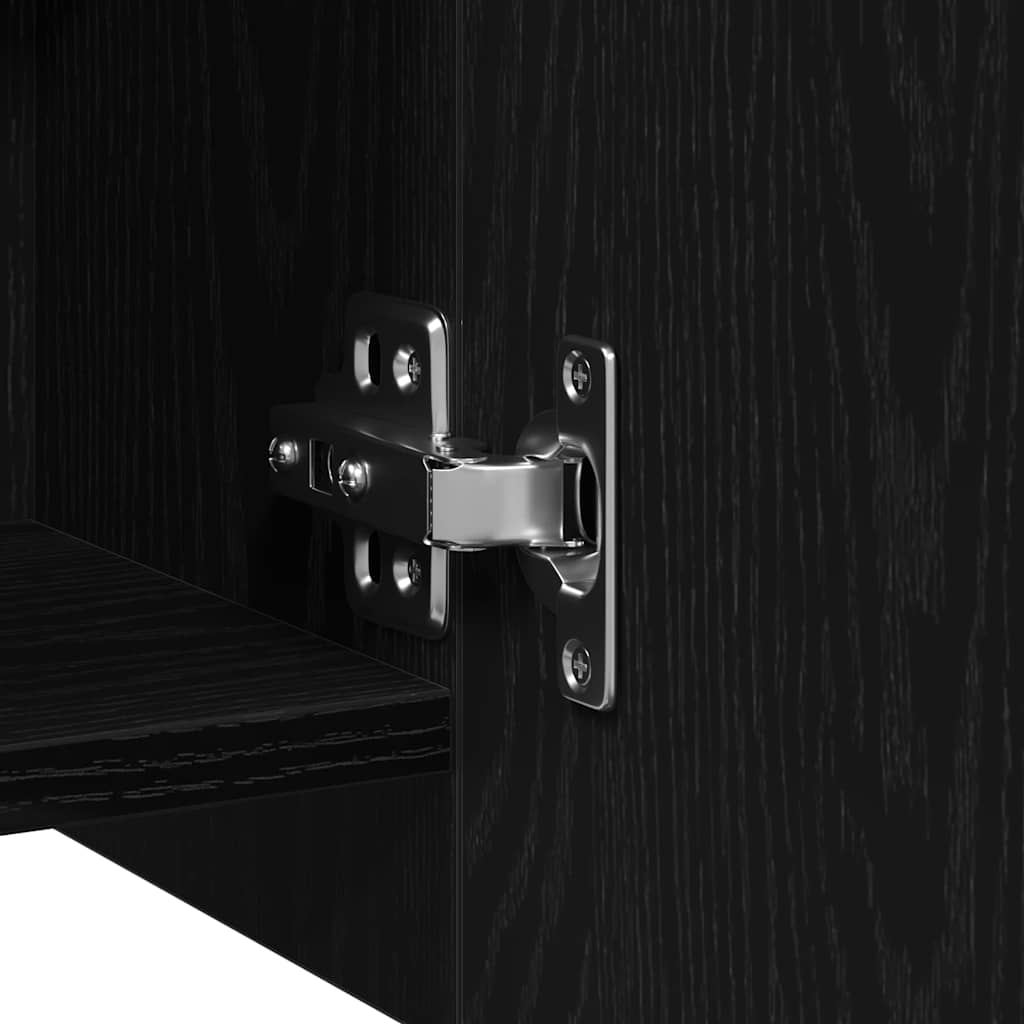 Bathroom Mirror Cabinet with Shelf and Door Black Oak Effect