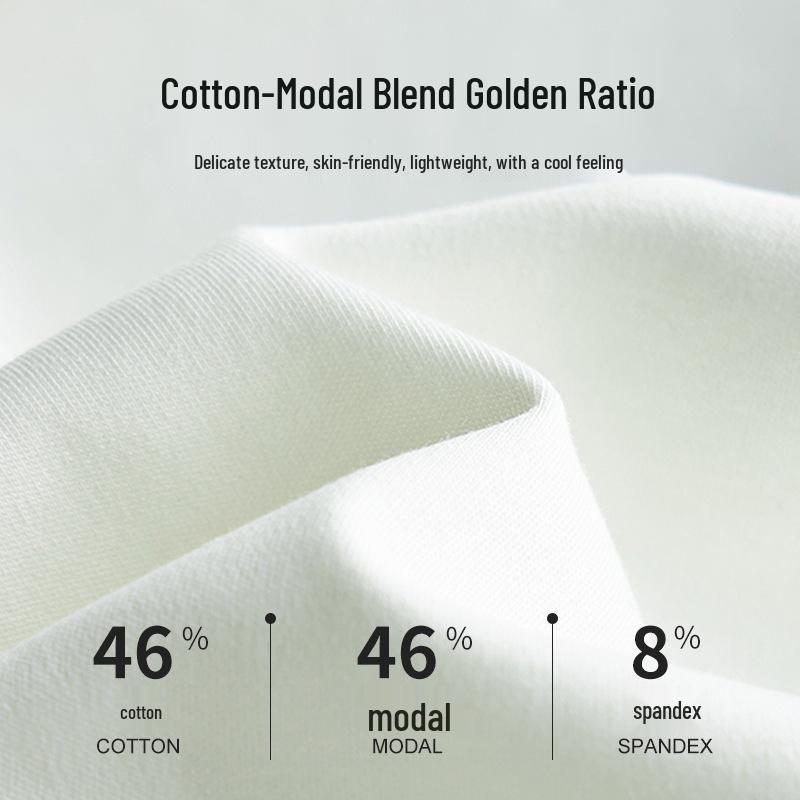 Men's Heavyweight White Cotton Long Sleeve T-Shirt - Casual Loose Fit, Round Neck for Spring & Autumn