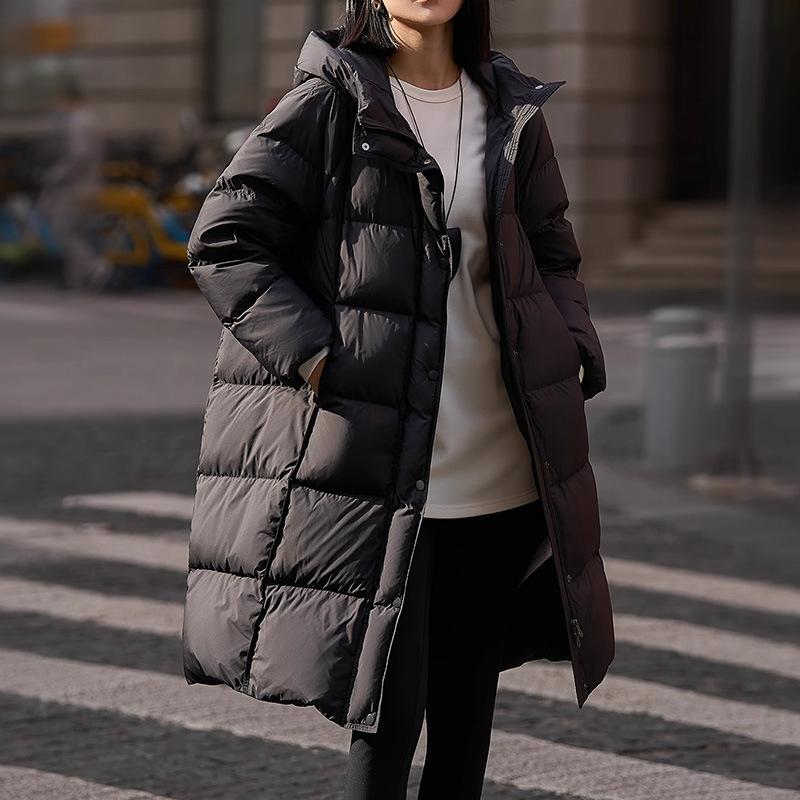Cloud Pressure-sensitive Medium and Long Cold-proof and Warm Hooded Goose Down Jacket Winter New Women's Jacket