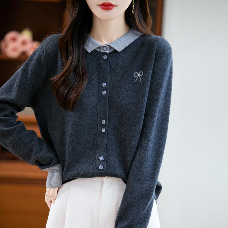 QingHe Cashmere Women's 30% Cashmere Cardigan - Soft & Warm Wool Blend Sweater