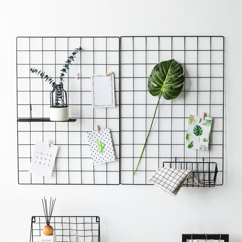 5 Sizes Nordic Metal Mesh Grid Diy Wall Photos Postcards Wall Art Display Mesh Organizer Pictures Photo Frame Shelf Home Decor
