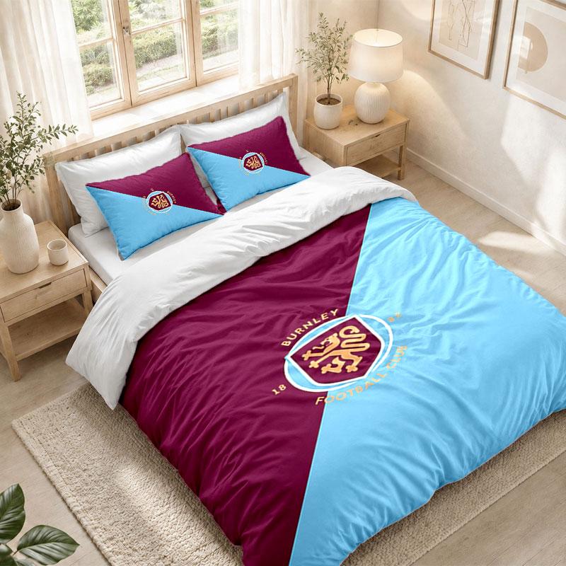 Set Biancheria da Letto 1 Copripiumino 2 Federe Stampa Calcio Burnley Decorazione Camera da Letto Casa