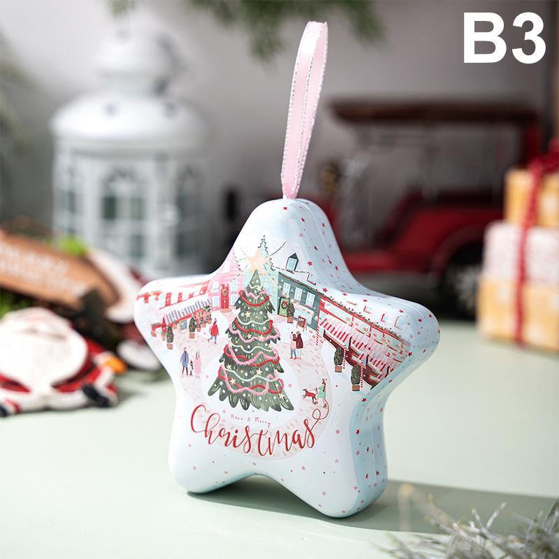 Christmas Decor Tinplate Box Storage Box With Lanyard Candy Biscuit Box Jewelry Storage Party Favors Christmas Tree Decoration
