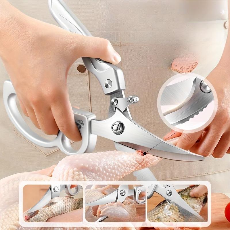 Multipurpose Kitchen Scissors Stainless Steel Scissors for Meat Vegetables,scrape Fish Scales Scissors Powerful Chicken Scissors