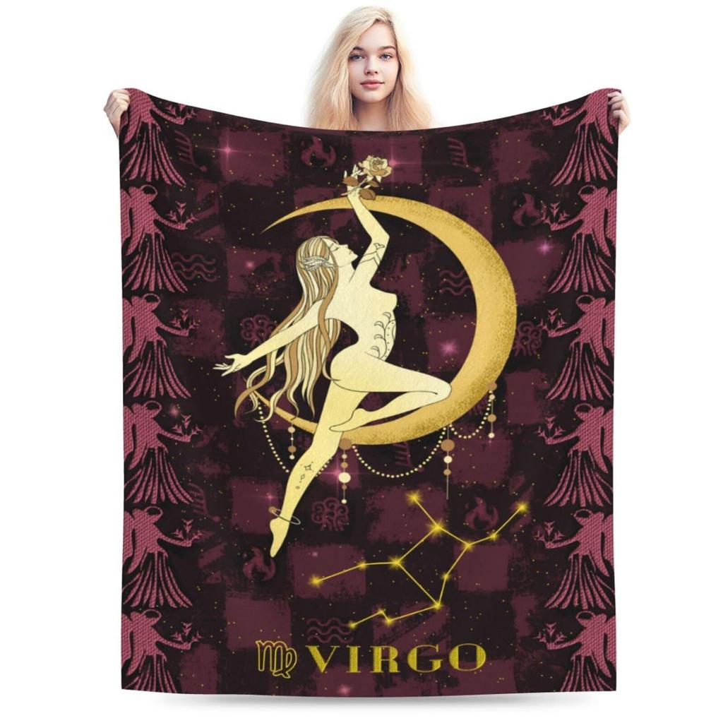 Twelve zodiac signs digital-printed polyester Bedroom velvet flannel soft sofa cover blanket Fleece soft cover blankets for beds