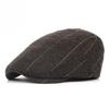 British Style Plaid Flat Cap for Men Women Autumn Winter Warm Woolen Beret Hat Retro Newsboy Cap Middle-aged Elderly Casual Duckbill Hat