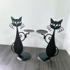 Candle Holder Cartoon Art Cute Style Handmade Decorative Iron Black Cat Shape Candlelight Stand Desktop Ornament Home