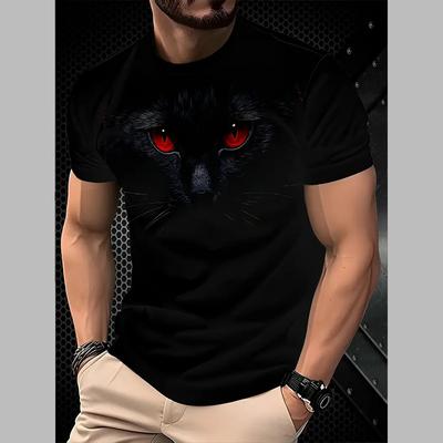 Neues Sommer Herrenmode T-Shirt Persönlichkeit Katze Gedrucktes Herren T-Shirt Top
