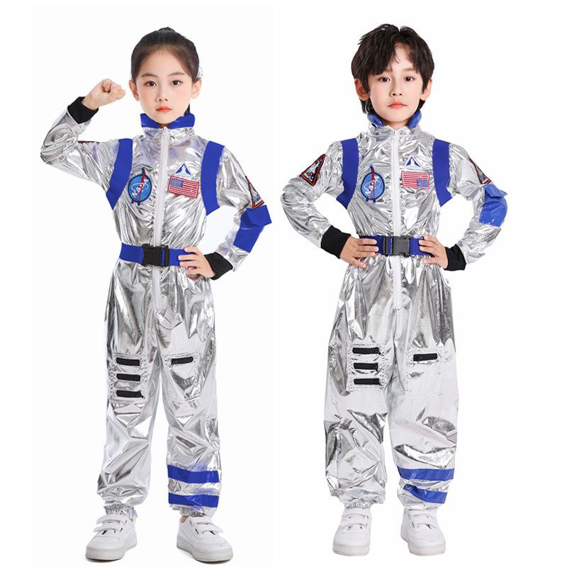 Halloween children astronauts wandering the earth, spacesuit onesie carnival cosplay costumes