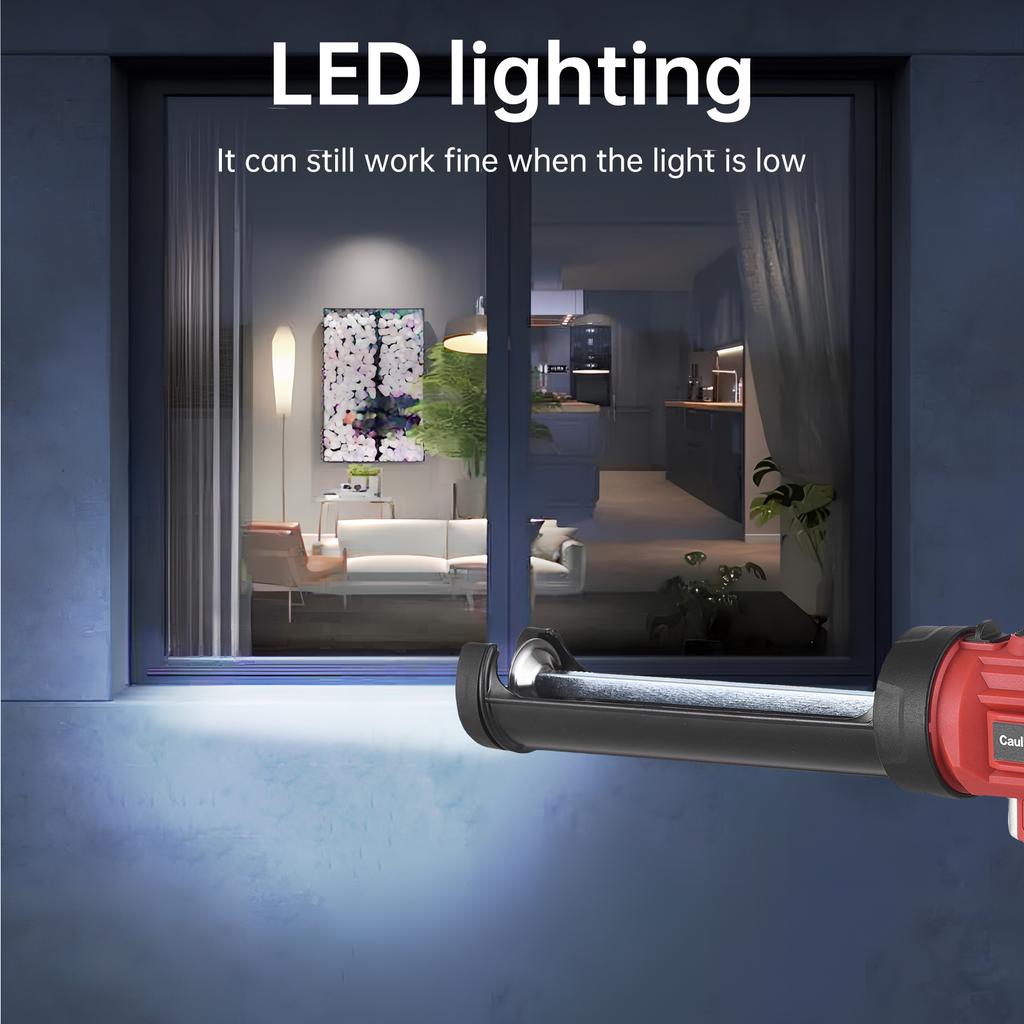 Cordless Caulking Machine 20V Hand-held Electric Caulking Tool Kit 4 Adjustable Speeds and LED