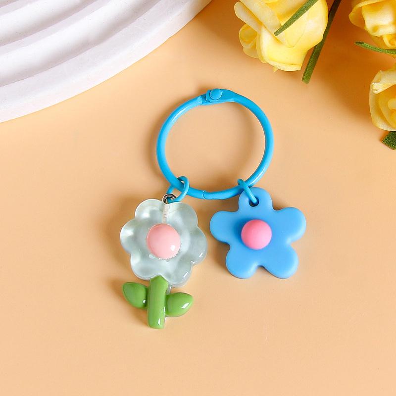 Candy Color Flower Keychain Pendant Sweet Versatile Earphone Case Hanging Decoration Backpack Decoration Accessories Gifts