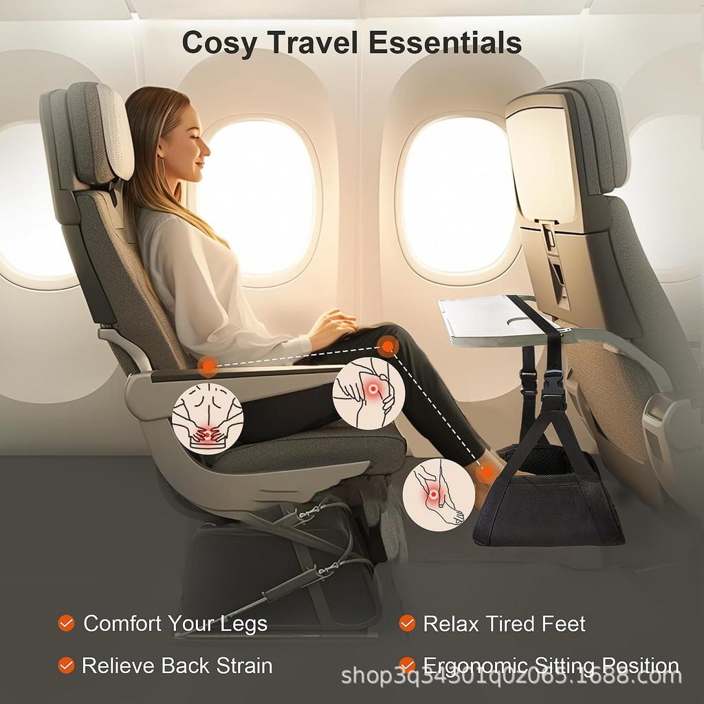 Compact Adjustable Foot Hammock for Travel and Rail