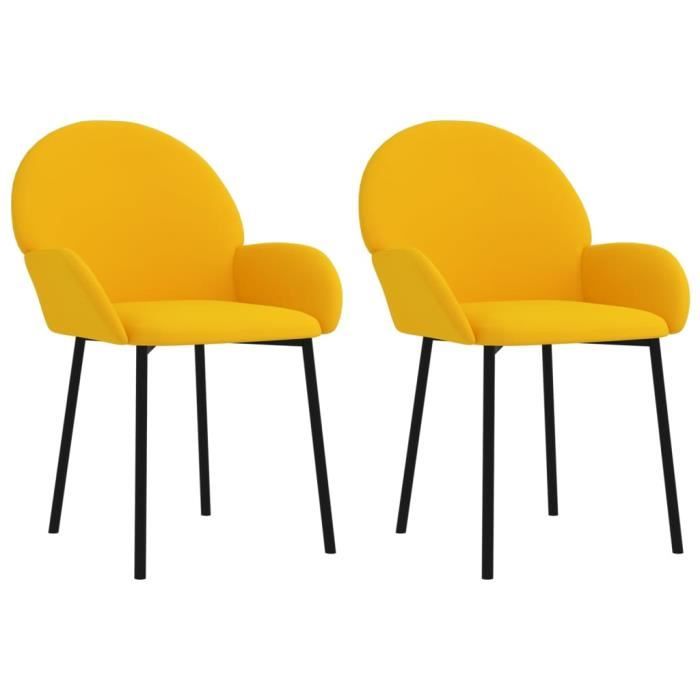VidaXL Chaises de salle à manger 2 pcs Jaune Velours 344770