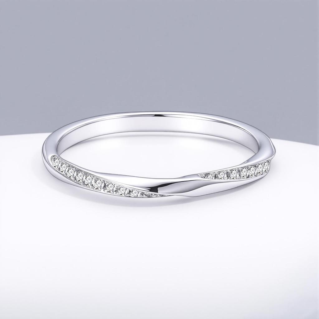 S925 Sterling Silver Korean Minimalist Mobius Zirconia Stackable Infinity Ring
