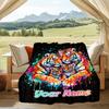1PC Custom Name Tiger Family Artwork Flannel Blanket Versatile,all-season Throw Suitable for the Living Room,bedroom,camping,travel,and Gift