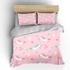 Pink Background With Fairy Unicorn Print Bedding Set 1 Duvet Cover 2 Pillowcases For Adult And Children Luxury Gift Full Size