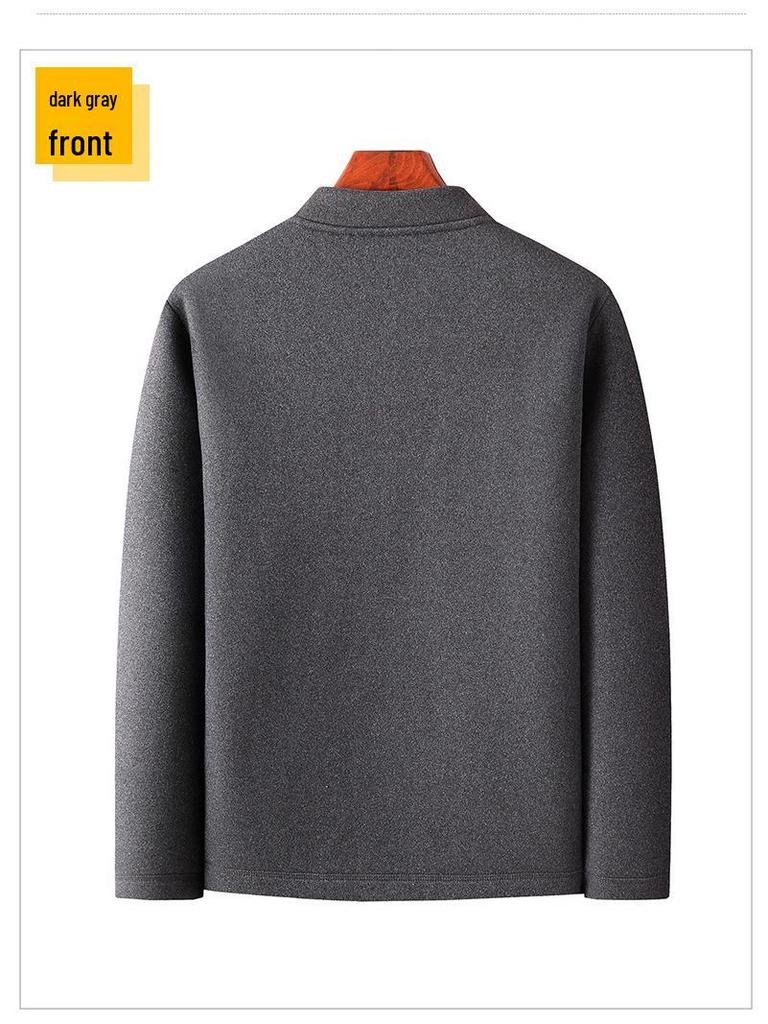 Fleece-Lined Button-Up Cardigan for Older Men - Autumn/Winter Style