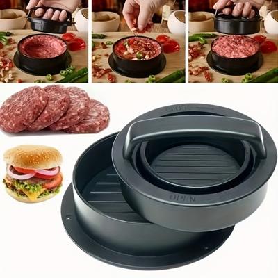 1ks lis na maso na hamburgery, ruční lis na maso, ruční lis na hamburgerové placičky, kruhová nepřilnavá razicí forma, forma na strojek na hamburgery, forma na strojek na placičky