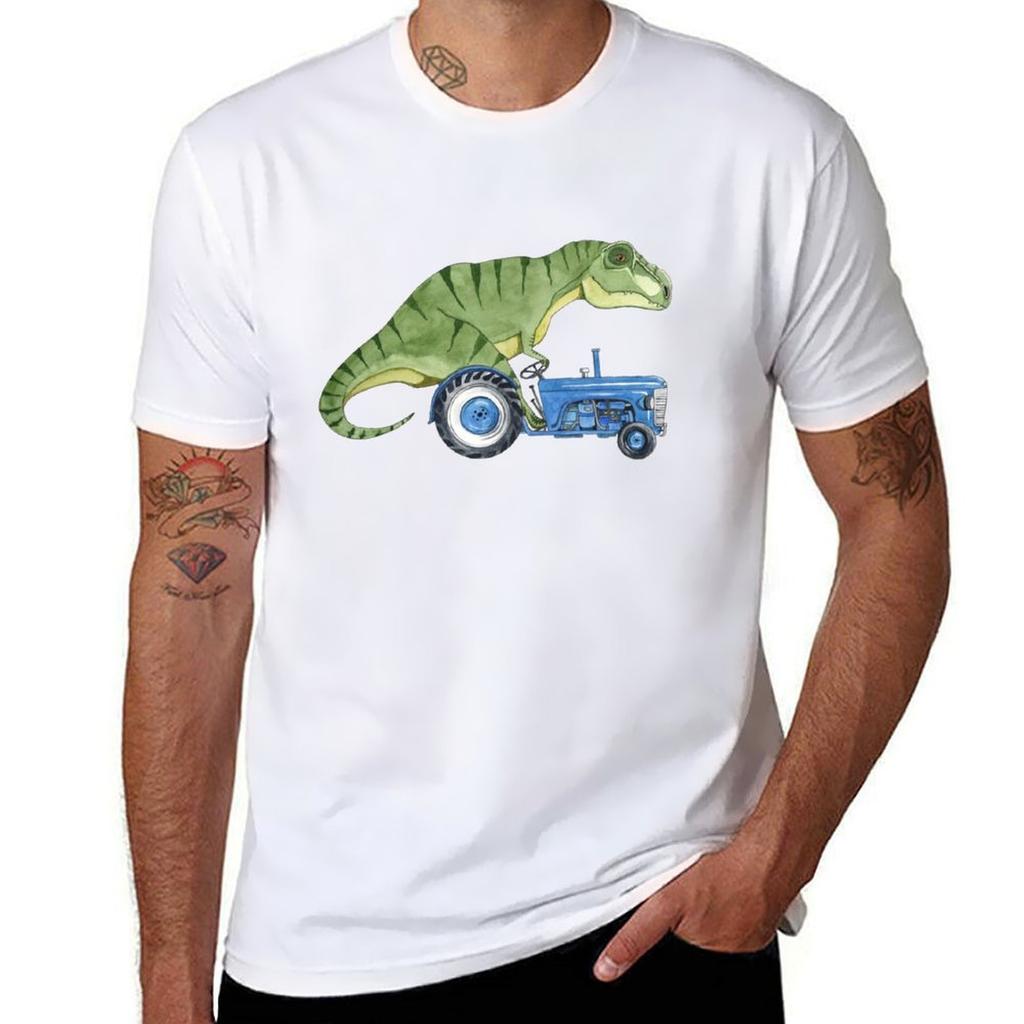 Dino Tractor Tshirt Daily Wear Print Tshirt