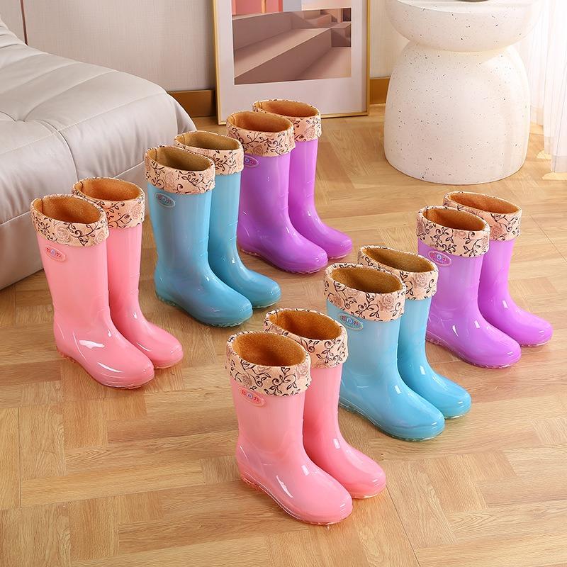 Tall tube thickened rain shoes women's waterproof shoes women's outer wear rain boots non-slip warm quick-drying water boots rubber shoes