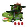 Cool 2-in-1 Dinosaur Electric Slide Track Car Toy - Music & Lights Dino Truck, Auto Obstacle Avoidance Children Gift for Holiday