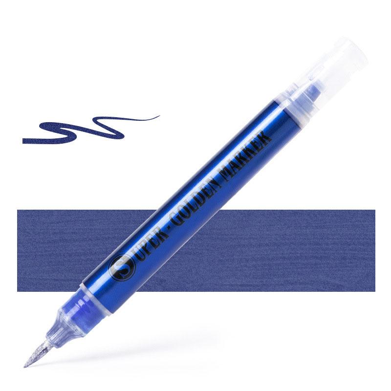 Farbverlauf Metallisch Perlmuttfarbene Pinselstifte Set Weiche Flexible Spitze 1-4mm Schimmernde Irisierende Tinte für Kalligraphie Handlettering & Kunstzeichnen blau