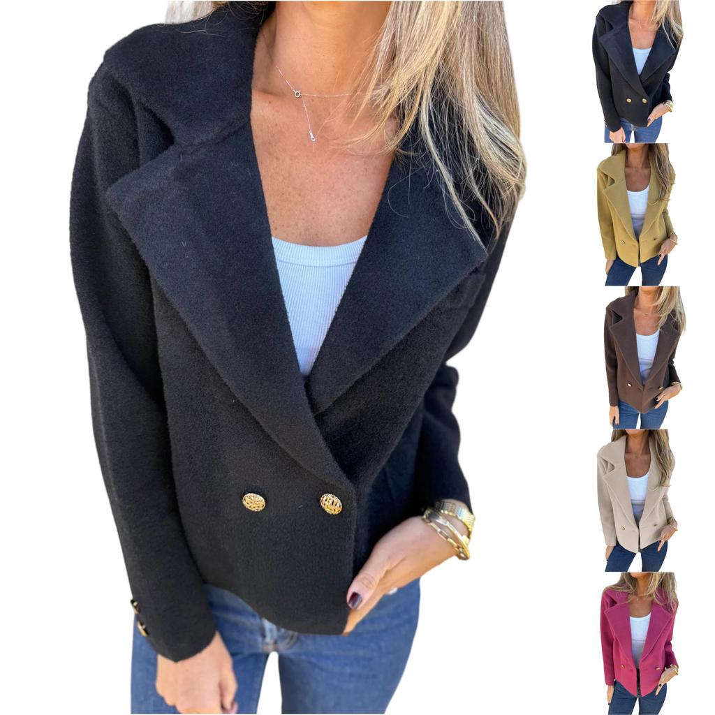 Fashionable Women's Spring  Casual Cardigan Solid Color Lapel Jacket