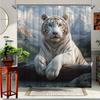 1pc Majeic White Tiger Shower Curtain - Scenic Mountain View with Majestic Tiger Design, Durable Polyester Fabric, Machine Washa