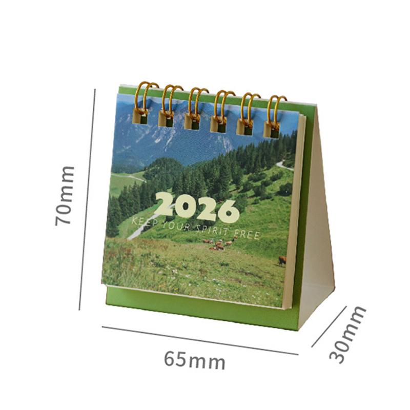 2026 Landscape Mini Desk Calendar Creative Coil Calendar Planner Desktop Ornament Decoration Office Stationery