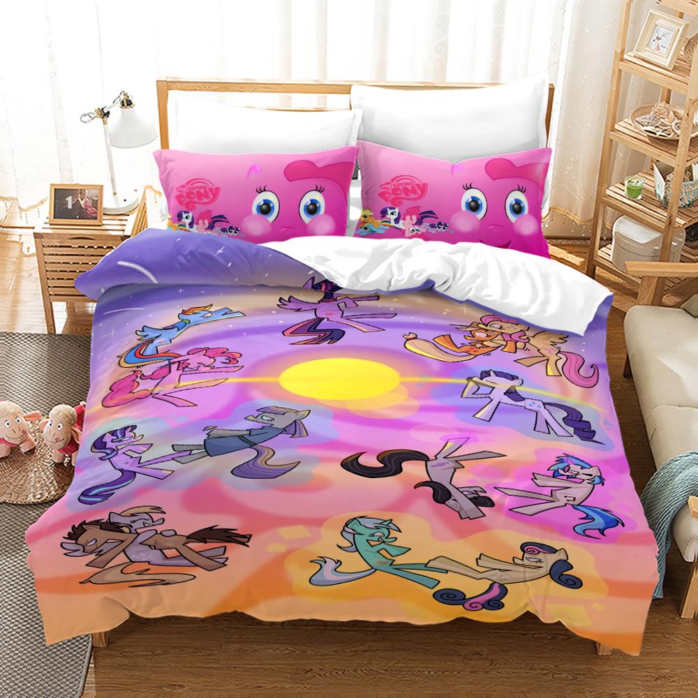 My Little Pony Povlak na peřinu Sada povlečení Přikrývky Královská velikost Bavlna 3D Dětská sada povlečení 3dílná 1 povlak na přikrývku