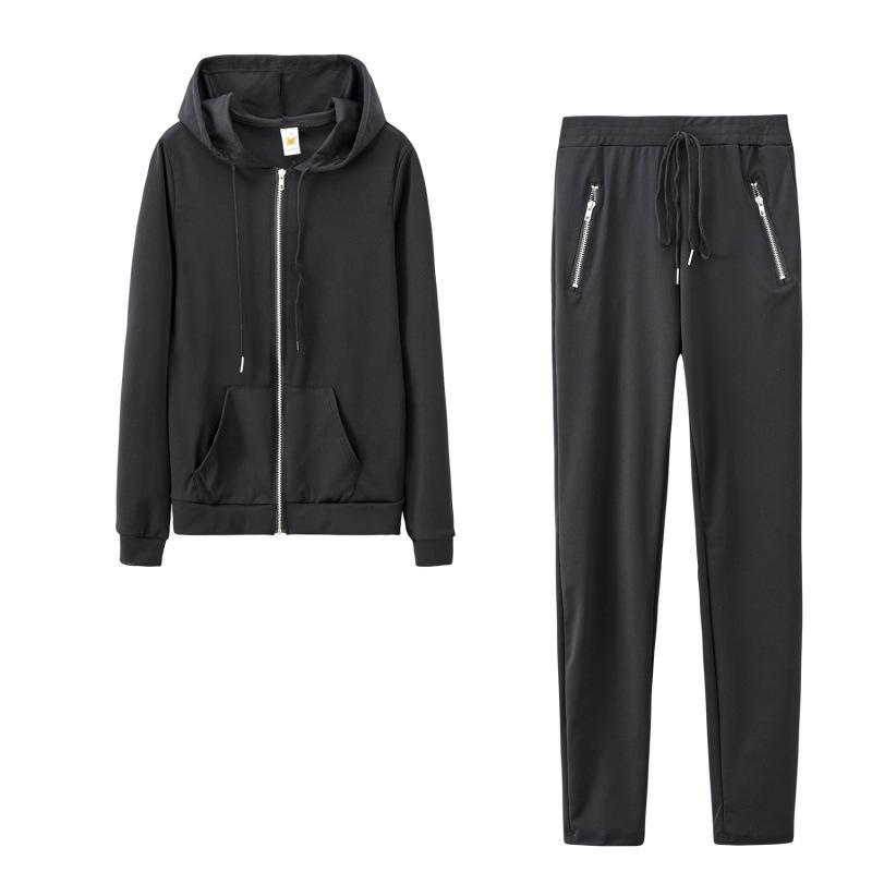 

2024 Autumn/Winter Women s Fashion Sportswear: Solid Color Two-Piece Set with Zipper Pockets Extra Large