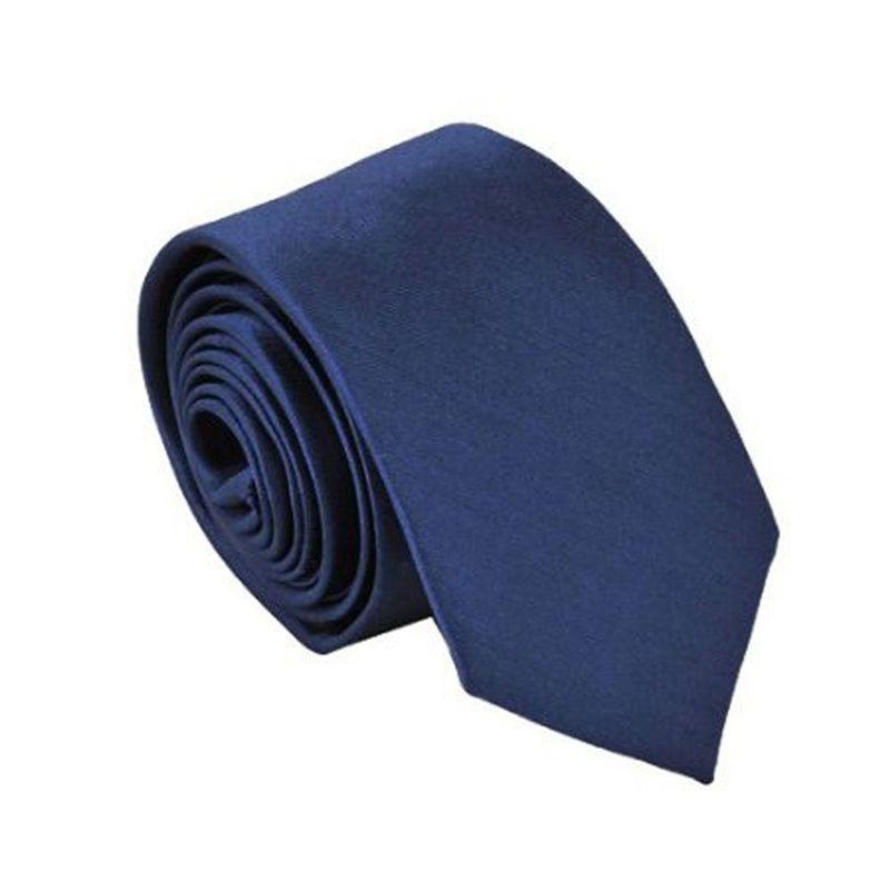 

TEXU 20X Polyester Narrow Neck Tie Skinny Solid Dark Blue Thin Necktie For Men (2 Inch Max Width)