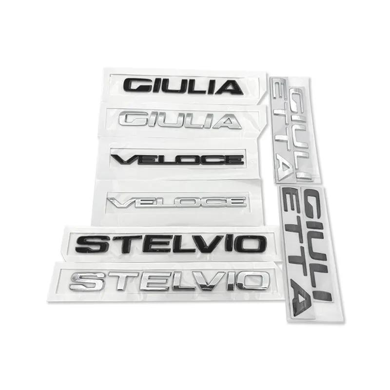 1 pièce Q4 Q2 GIULIA GIULIETTA STELVIO VELOCE Ti Badge Emblème Autocollants de Voiture pour Coffre Arrière Rénovation Étiquette de Coffre Logo Accessoires