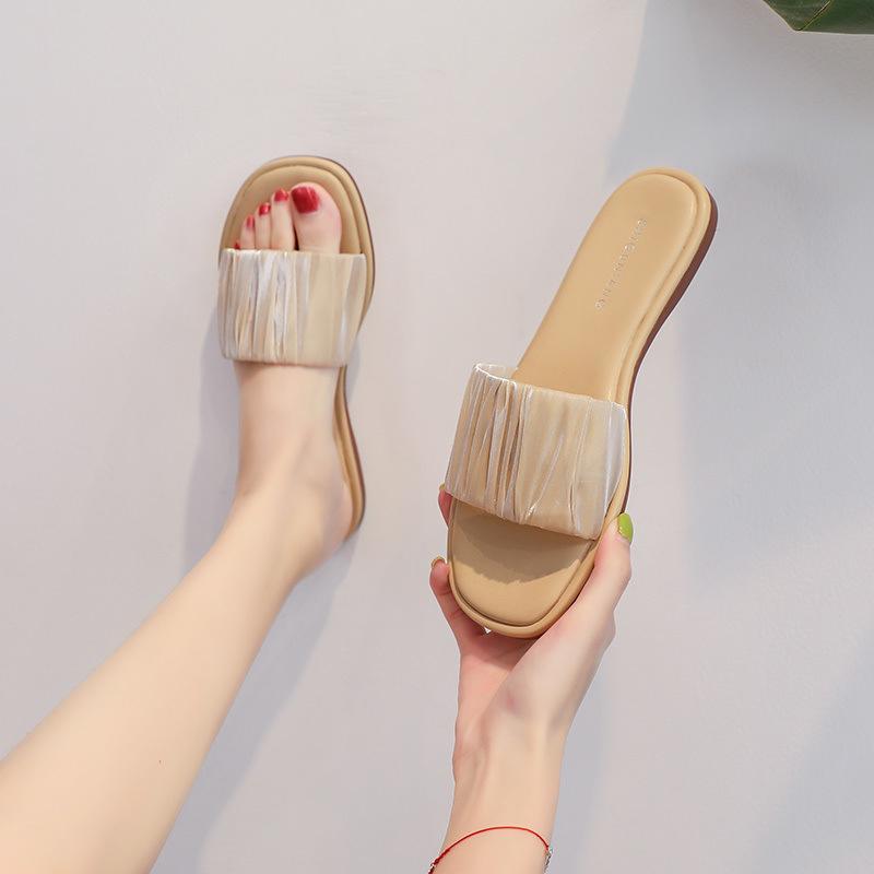 7468-8 Half-drag women's outer wear 2025 summer new non-slip fashion one-word drag flat-bottomed cool slippers