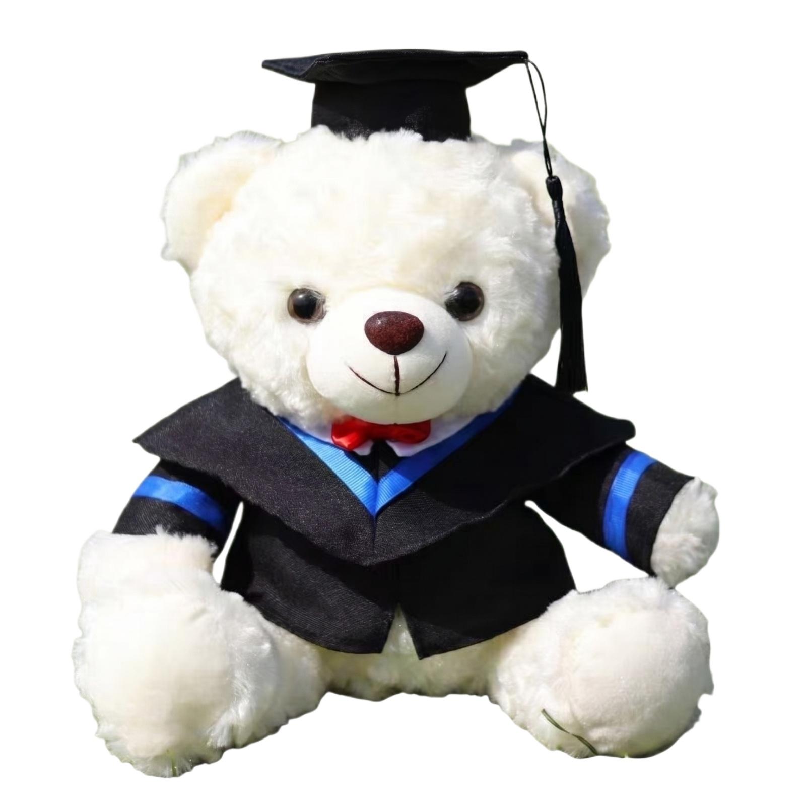 

Graduation Bear Plush Toy Wearing Academic Gown and Cap Soft Stuffed Animal with Bow Tie Suitable for Graduation Gifts and Decorations One Size синий
