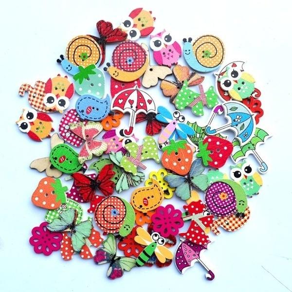 

50 шт смешанная Diy деревянные скрапбукинга кнопки мультфильм швейных животных ремесло