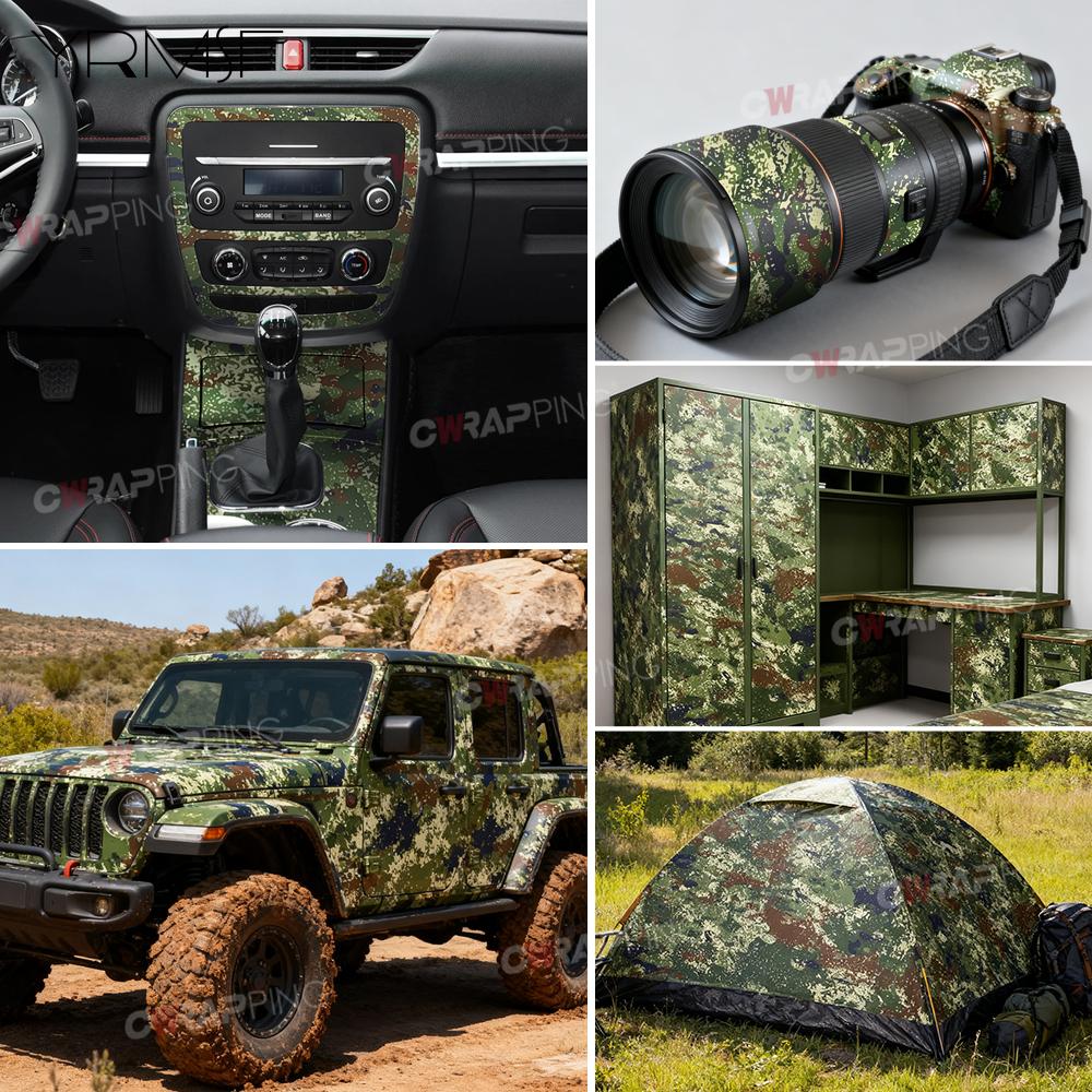 Automotive Vinyl Car Wrap Military Green Starry Jungle Camouflage Mosaic Waterproof Paint Camo Vinyl for Motorcycle Vinyls Wraps