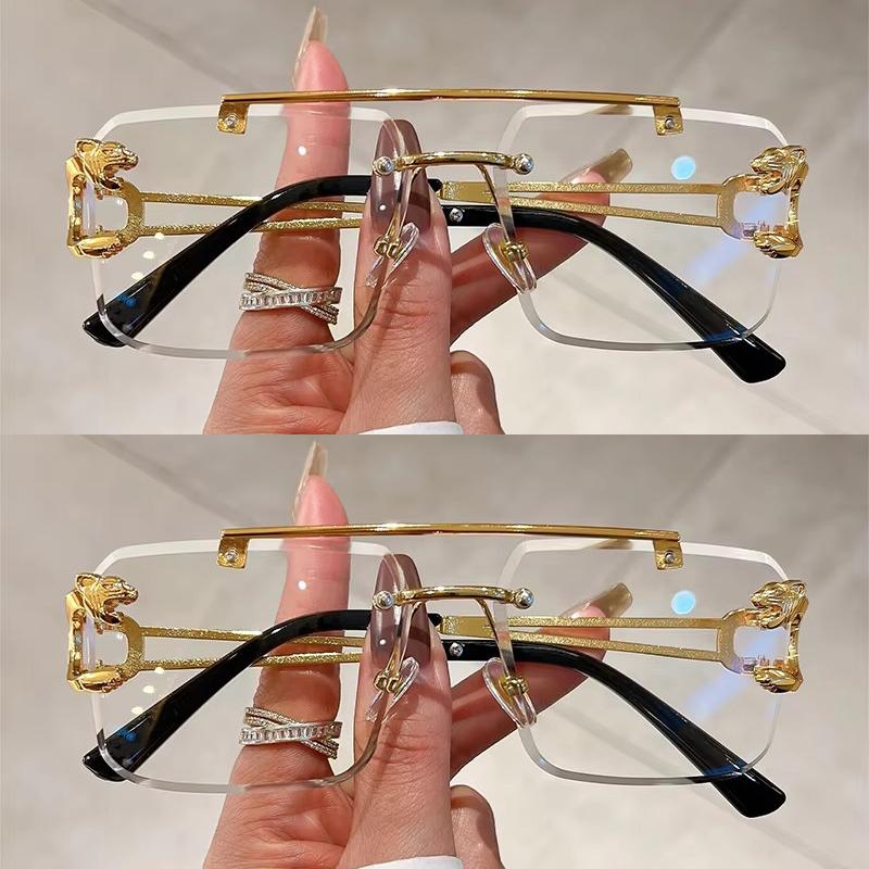 2 Pairs Per Set Rimless Square Sunglasses Fashion Vintage Double Bridge Gradient Shades Trendy Luxury Brand Design Sun Glasses