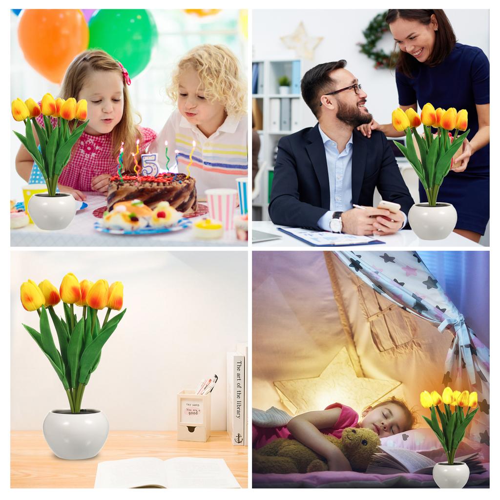 Tulip Lamp Indoor Decorative Table Lamp Flower Pot Lamp Ambient Night Light Gift Potted Plant