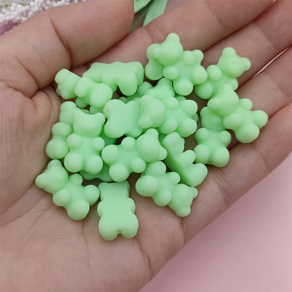 High Quality 20Pcs Solid Color Rubber Loose Beads 18*11mm Bracelets Bear Shaped Jewelry Making DIY Necklace Cute Bear Beads
