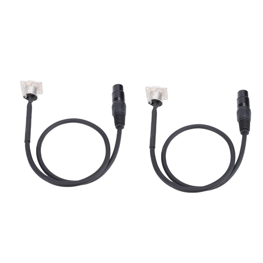 2PCS Professional 3 Pin XLR Pass Through Cables D Type 2FT Male Panel Mount to Female Connector XLR Cable Floor Box