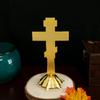 Jesus Crucifix Sculpture Jesus Cross Statue Orthodox Figurine Standing Crucifix for Home Altar Living Room Table Bedroom