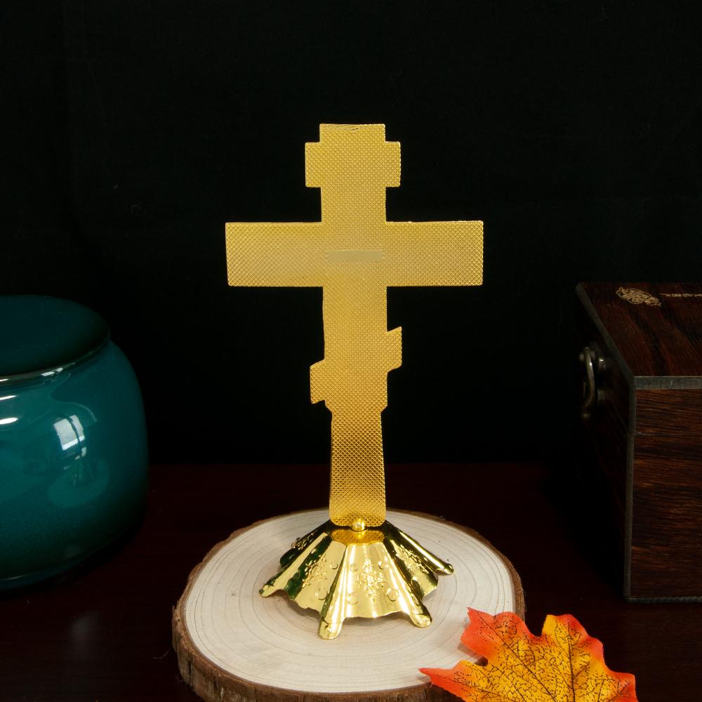 Jesus Crucifix Sculpture Jesus Cross Statue Orthodox Figurine Standing Crucifix for Home Altar Living Room Table Bedroom