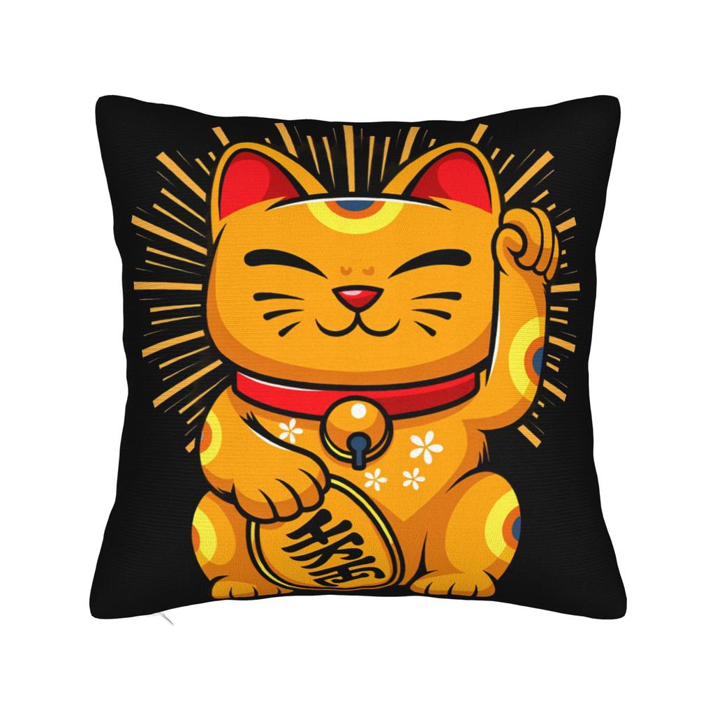Lucky Cat Maneki Neko Pillow Case Novelty Pillow Cover Soft Pillowcases For Chair Sofa Home Decor