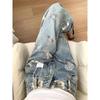 Jeans a Gamba Larga Stampati Floreali Retro Americani Larghi Vita Alta Slim Dritti Pantaloni a Strascico