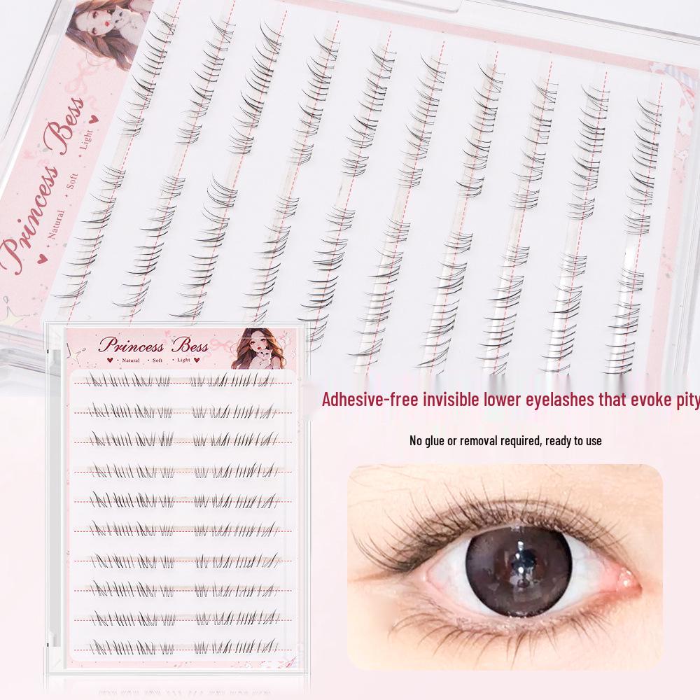 Golden Feather Tweezers + Unfelt Lower Lashes: 10 Rows of Glue-Free Lashes for Beginners to Enhance Eyes.