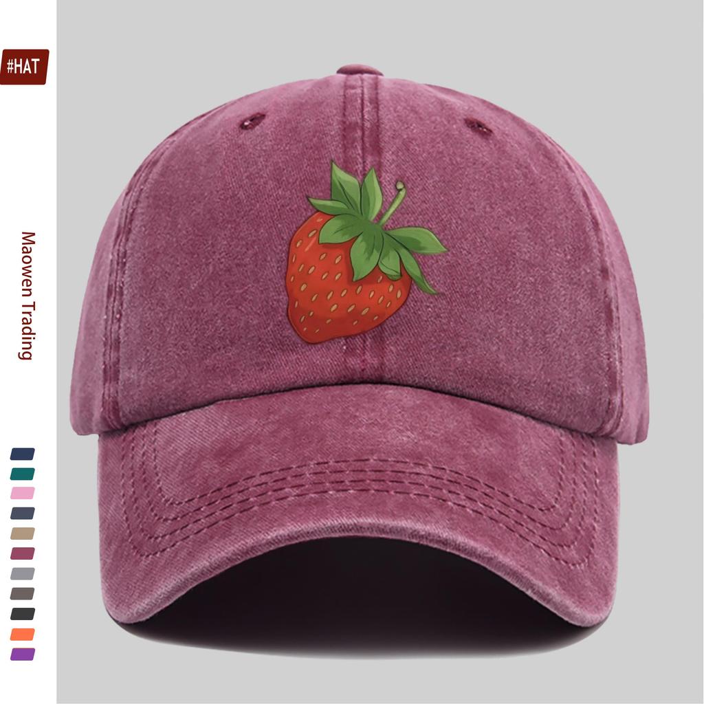 pc Fresh Strawberry Print Baseball Cap Home Leisure Design Decor Hat Comfortable Lightweight Sun Hat with Adjustable Strap F